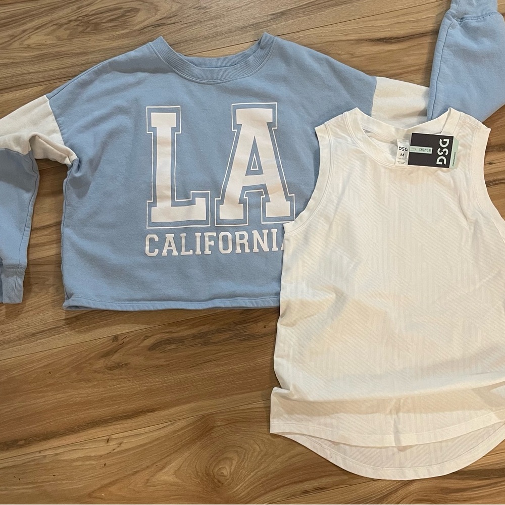 Rebellious One Blue and White Kids Sweatshirt and Womens DSG Tank Set